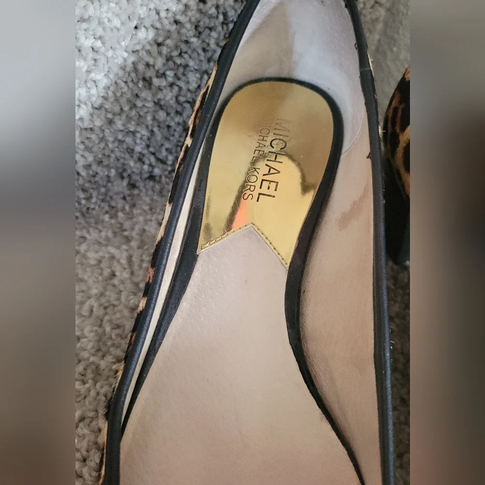 Michael Kors Brown and Black Heels with Leopard Print in Calf Hair.size 7.5